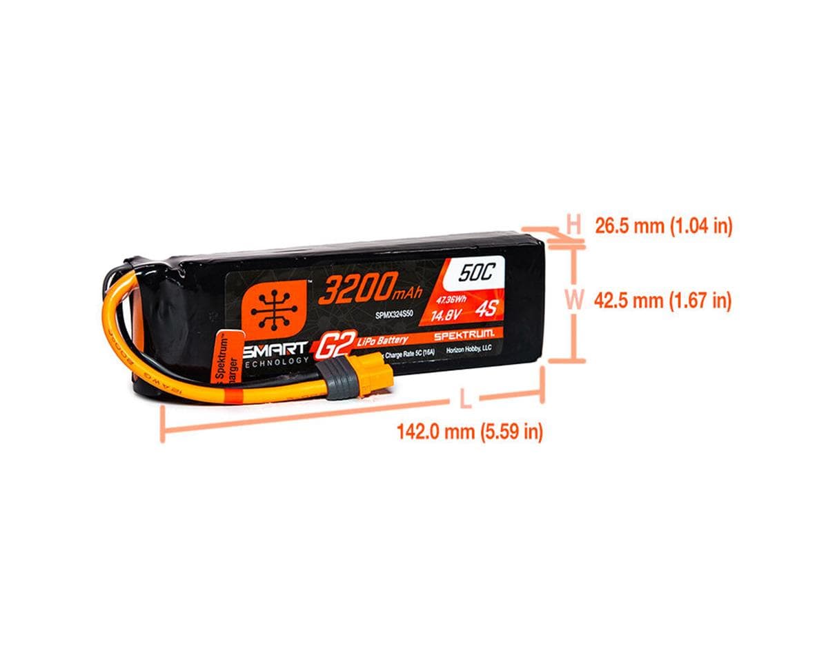 Spektrum 3200mAh 4S Smart G2 LiPo SPMX324S50 alternate view 2