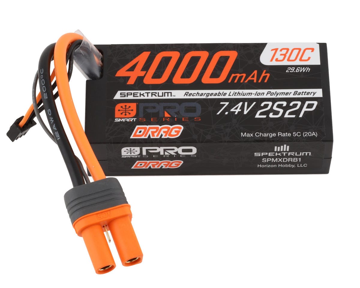 Spektrum 4000mAh 2S 7.4V 130C Smart Pro Drag LiPo IC5 SPMXDRB1