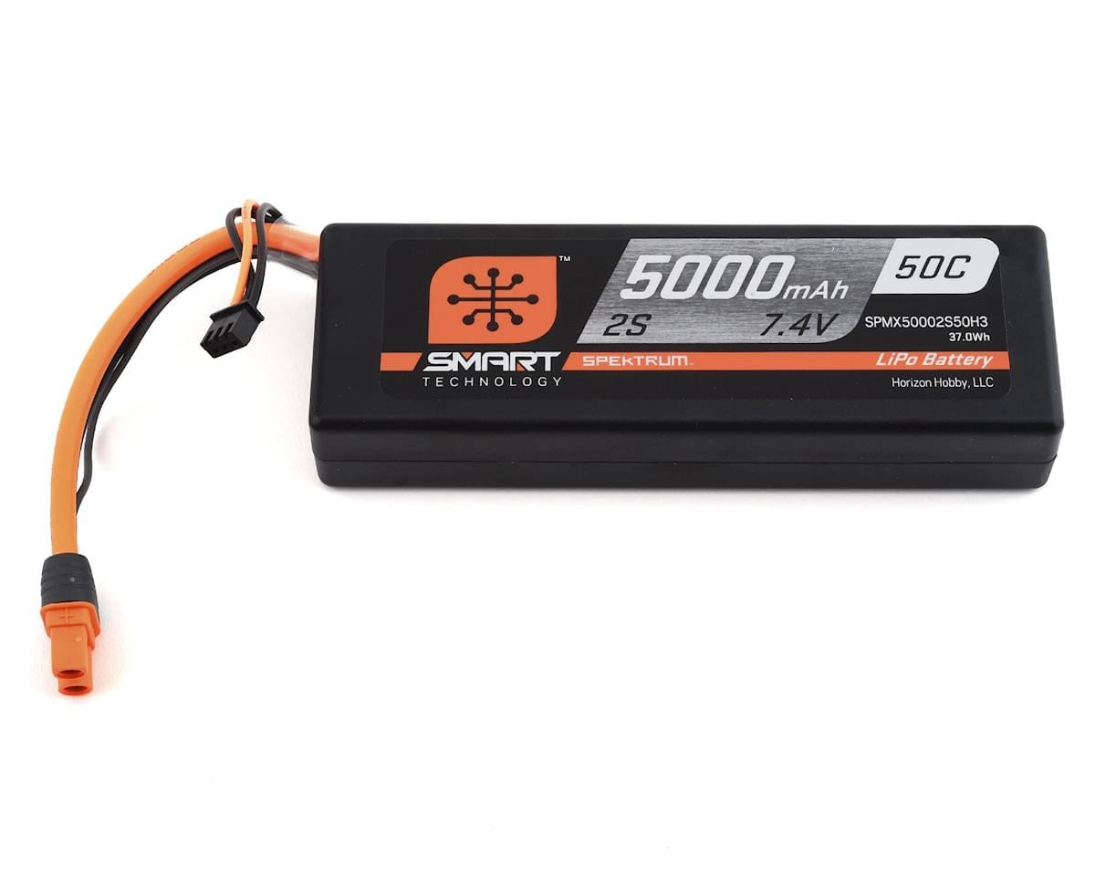 Spektrum SPMX50002S50H3 5000mAh 2S 50C Smart Hard Case LiPo Battery IC3