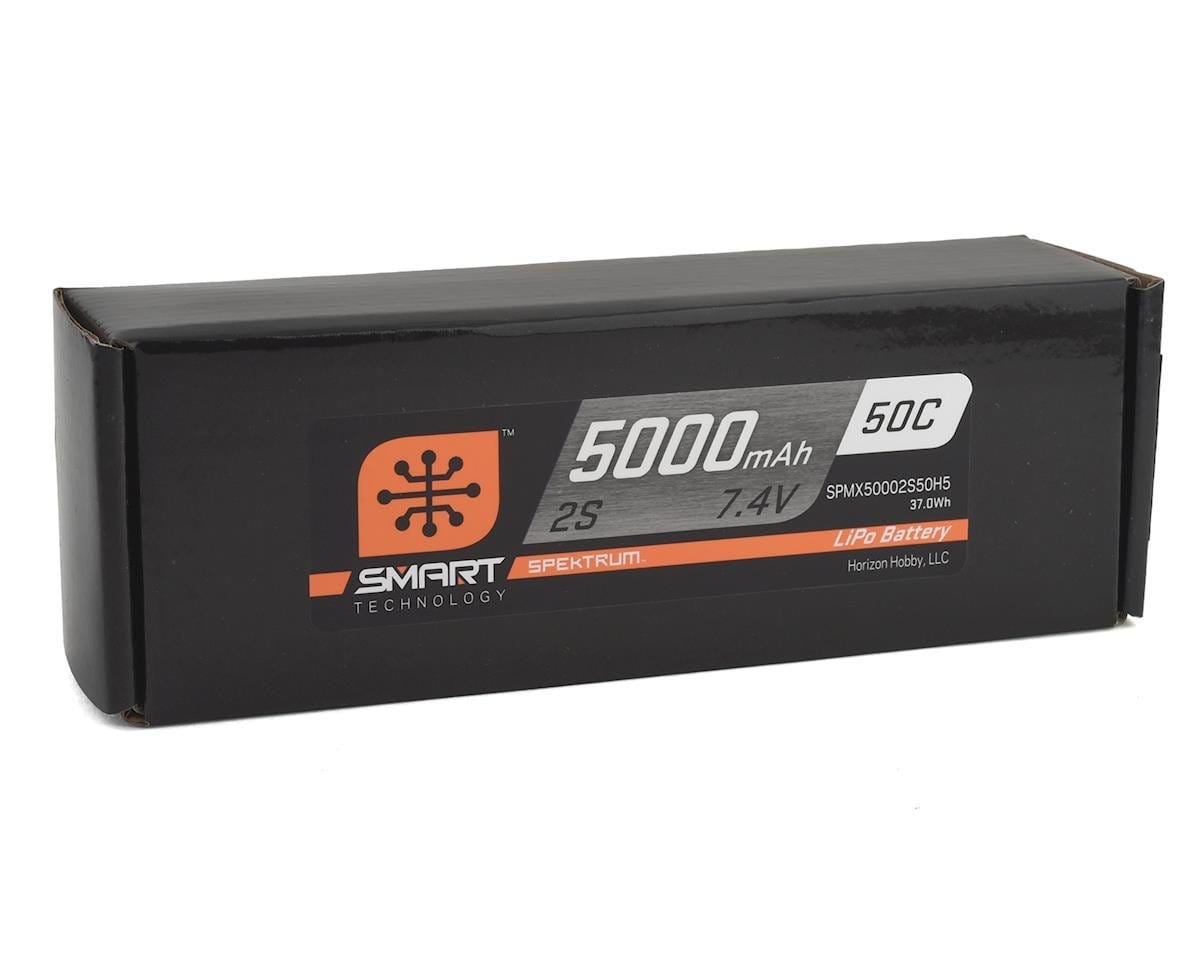 Spektrum 5000mah 2S 7.4v 50C Smart Hard Case LiPo Battery with IC5 Connector - Hobbytech Toys