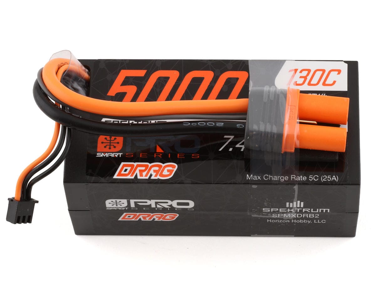 Spektrum 5000mAh 2S 7.4V 130C Smart Pro Drag LiPo IC5 SPMXDRB2