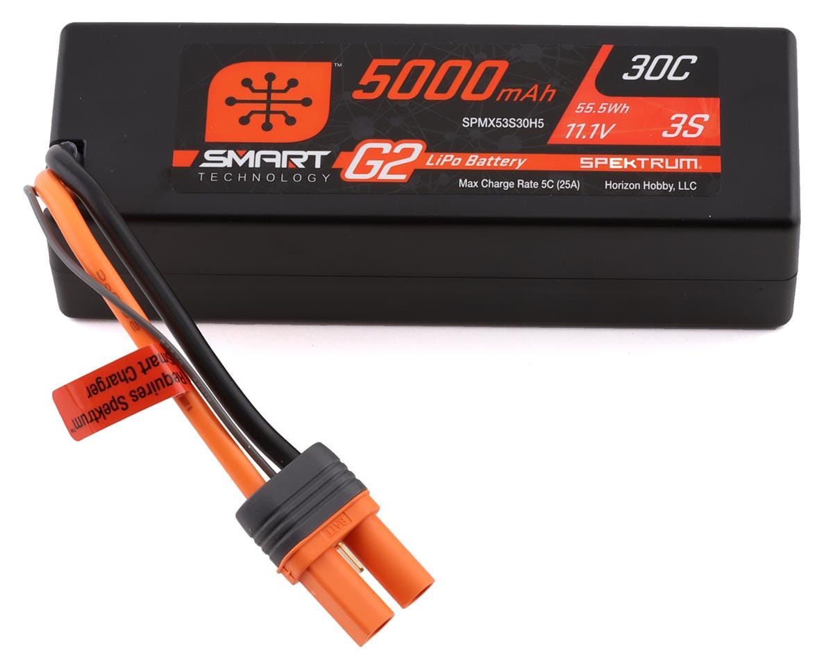 Spektrum 5000mAh 3S 11.1V 30C Smart G2 Hard Case LiPo IC5 SPMX53S30H5