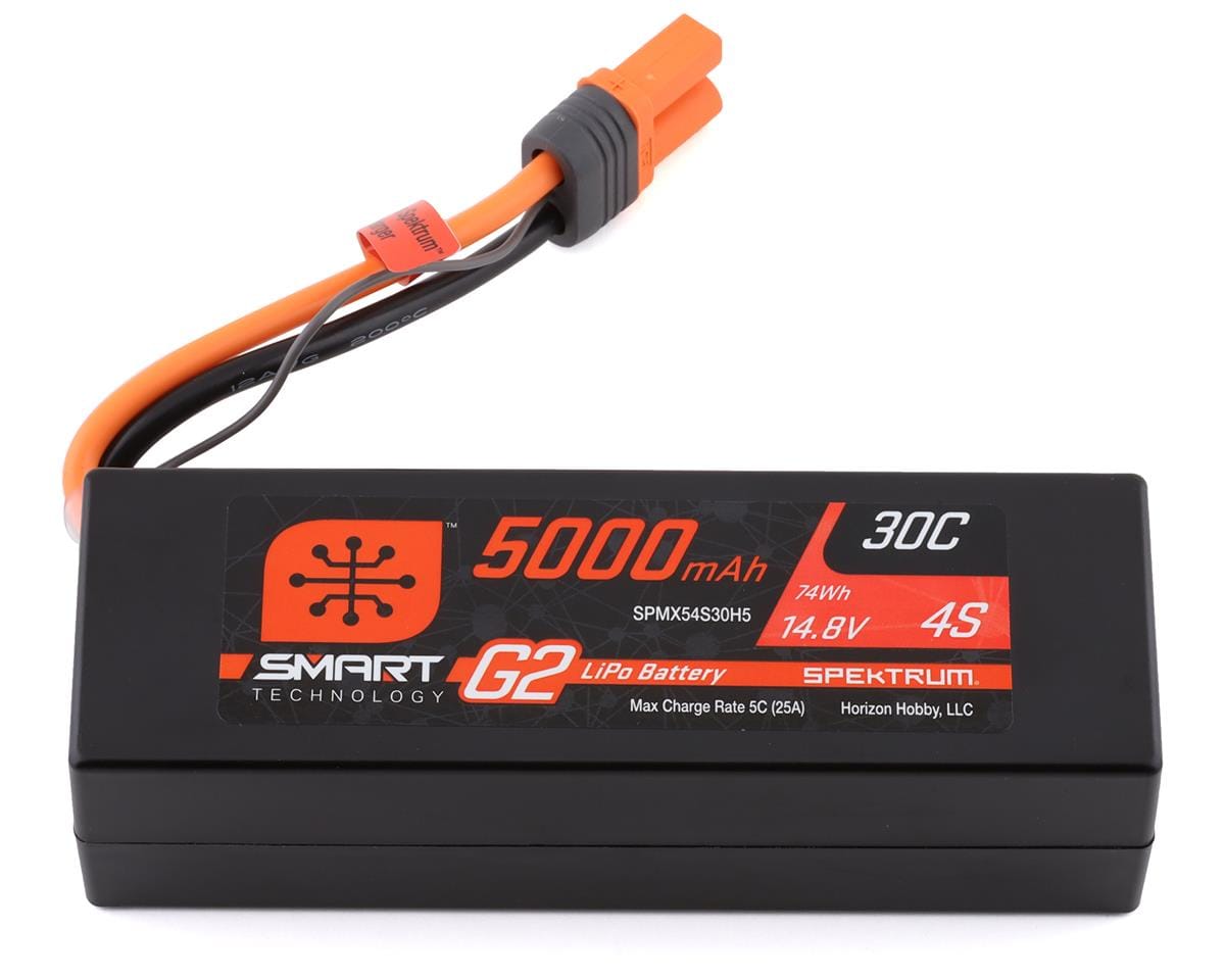 Spektrum 5000mAh 4S 14.8V 30C Smart G2 Hard Case LiPo IC5 SPMX54S30H5