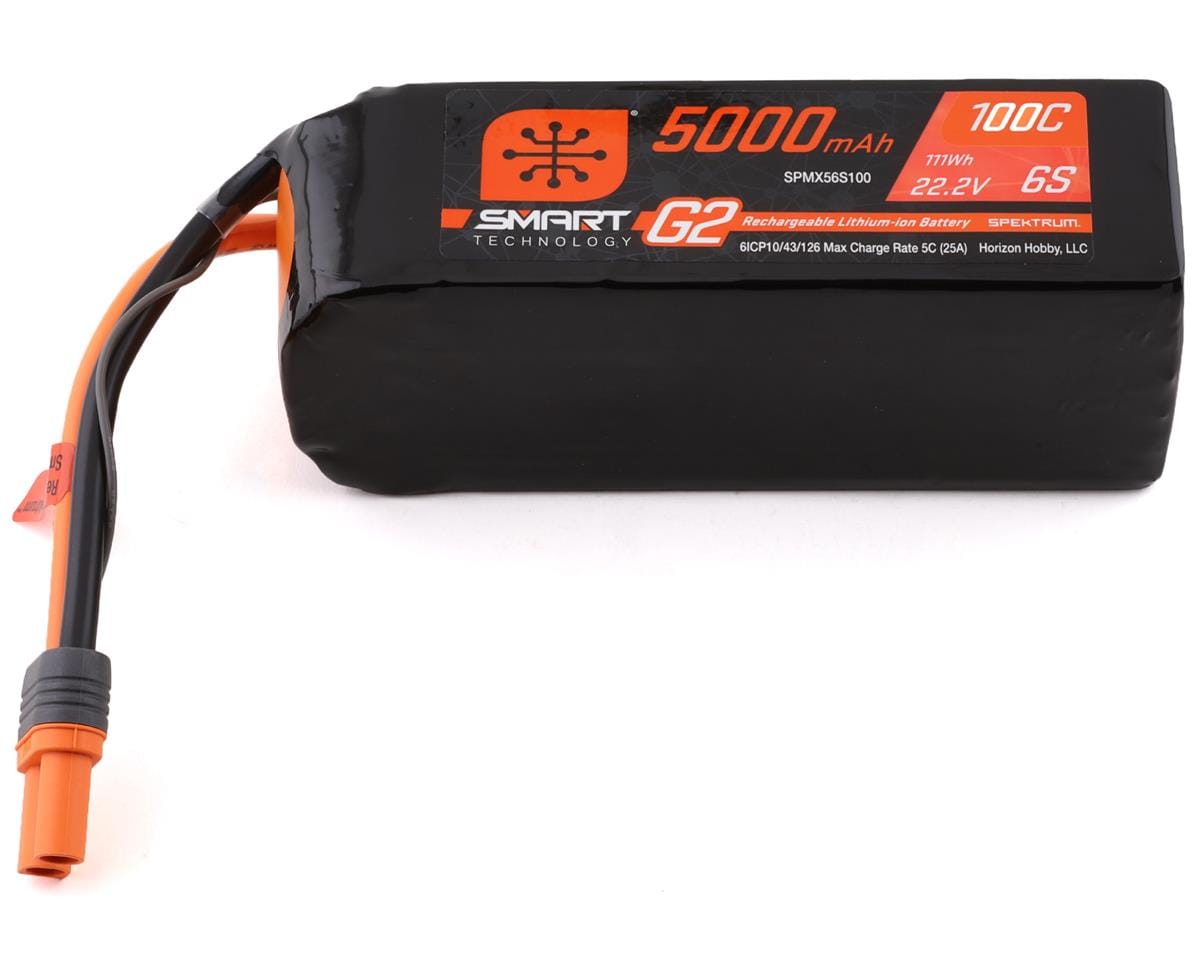Spektrum 5000mAh 6S 22.2V 100C Smart G2 LiPo IC5 SPMX56S100