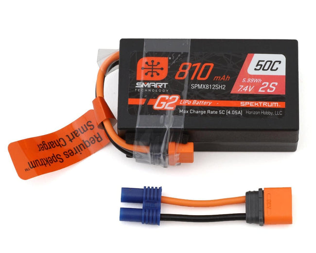 Spektrum 810mAh 2S 7.4V Smart G2 50C LiPo Battery with IC2 Connector [SPMX812SH2]