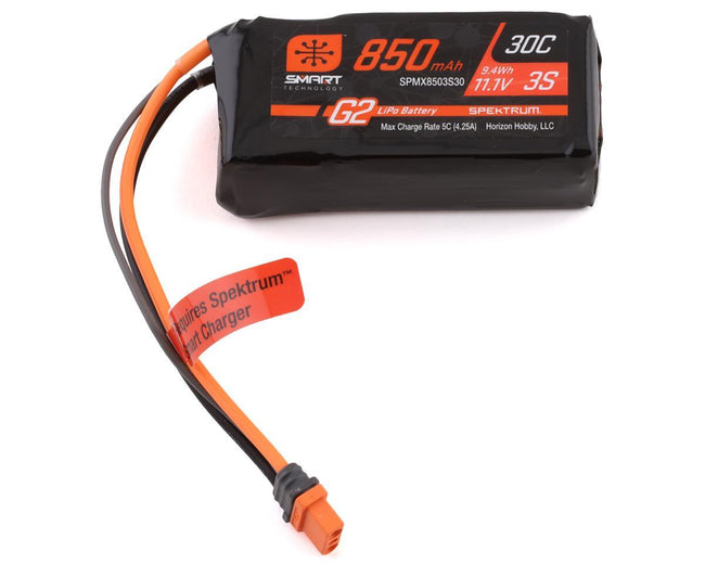 Spektrum 850mAh 3S 11.1V 30c Smart G2 LiPo Battery with IC2 Connector