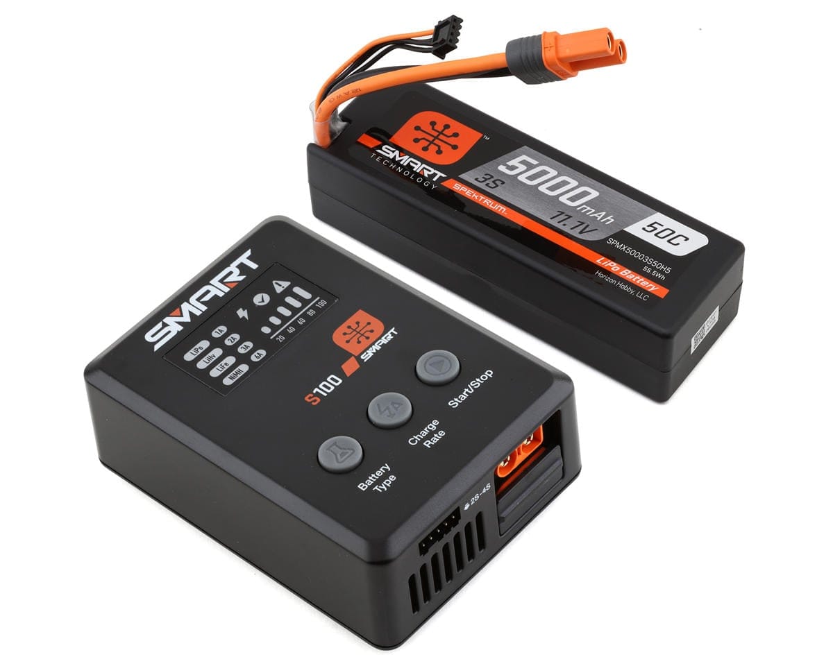 Spektrum Smart PowerStage 5000mAh 3S 50C IC5 LiPo with S100 Charger SPMX-1034