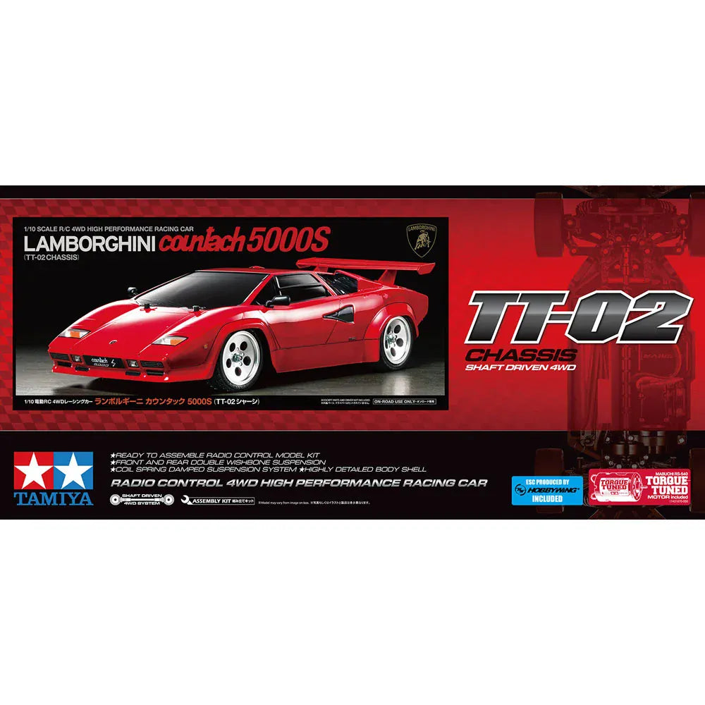 Tamiya 1/10 Lamborghini Countach 5000S TT-02 RC Car Kit [47527]