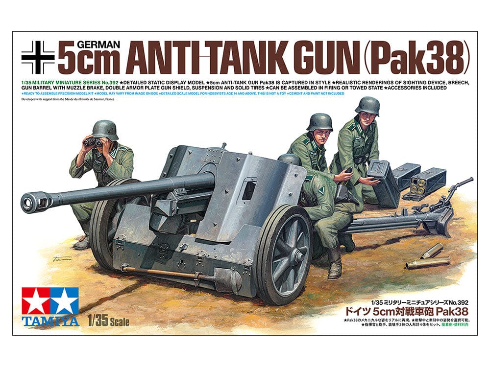 Tamiya 1/35 German Anti-Tank Gun PAK38 Plastic Model Kit [35392]