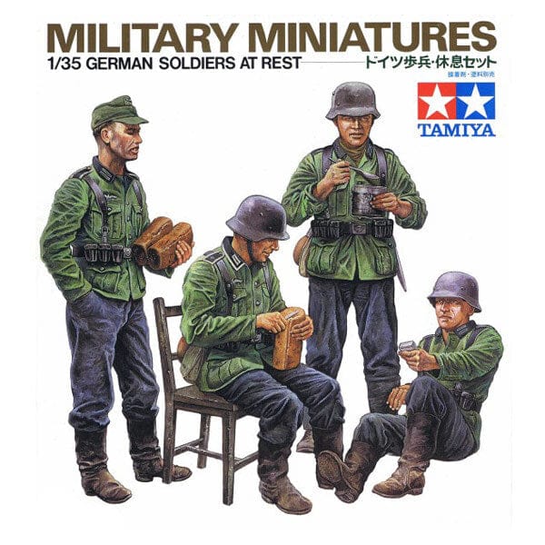 Tamiya 1/35 Military Miniatures German Soldiers At Rest Plastic Model Kit [35129]