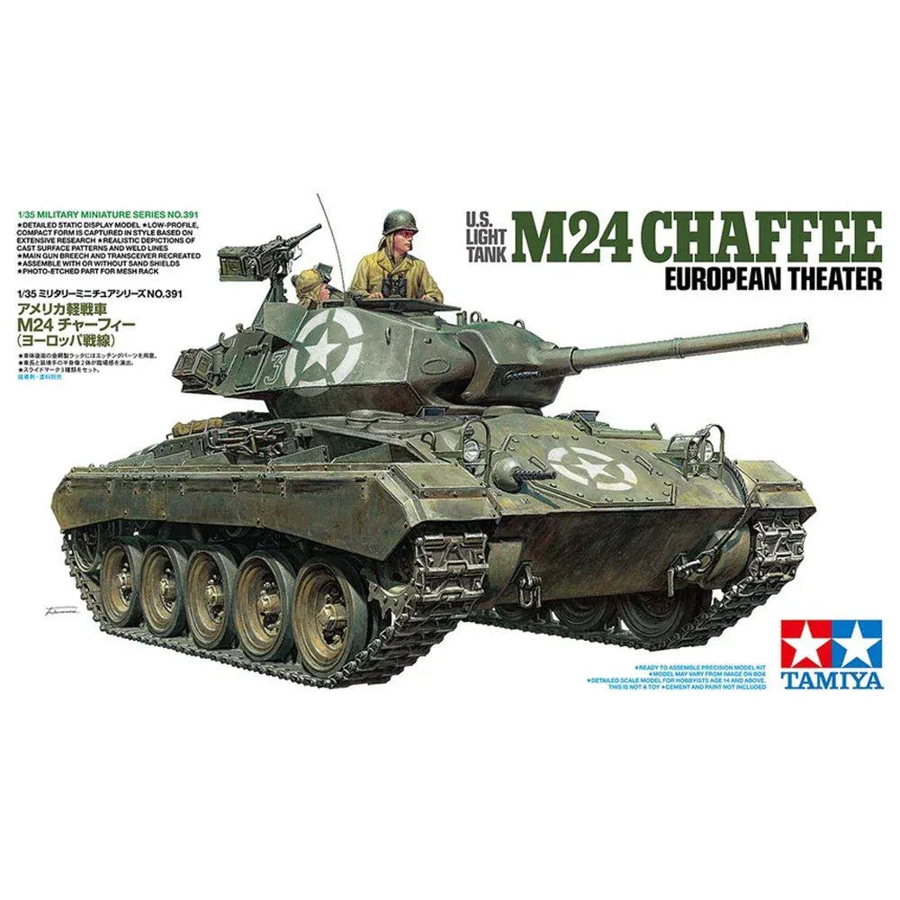 Tamiya 1/35 U.S. Light Tank M24 Chaffee European Theater Plastic Model Kit [35391]