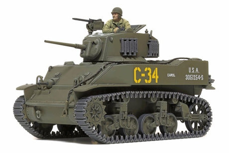 Tamiya 1/48 US Light Tank M5A1 Stuart Tank Plastic Model Kit [32606] - Hobbytech Toys