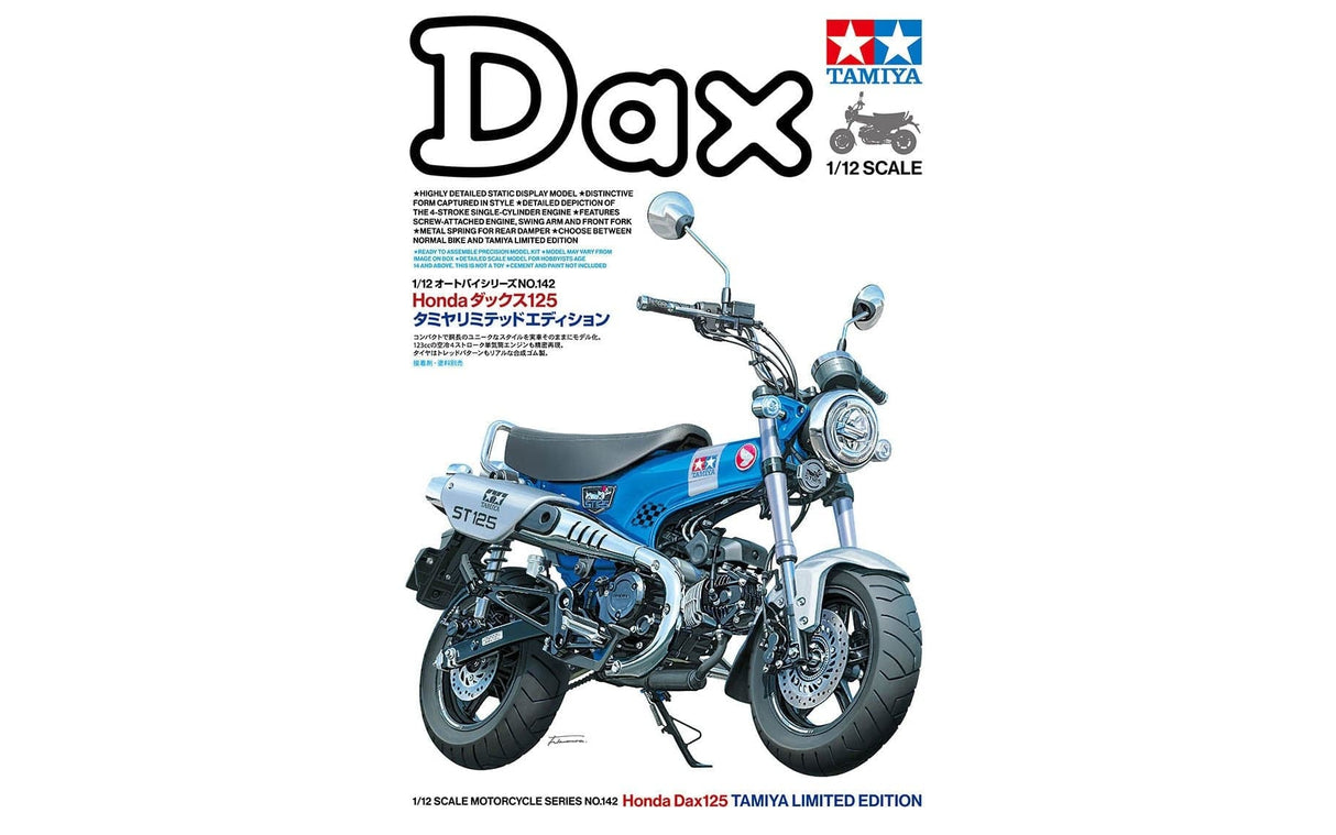 Tamiya 14142 1/12 Honda DAX Mortorbike Plastic Model Kit - Hobbytech Toys