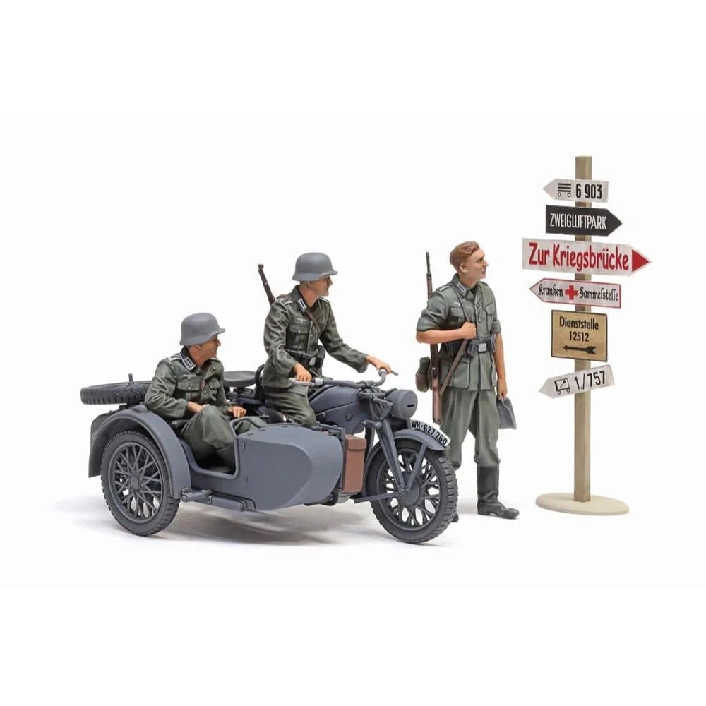 Tamiya 35384 1/35 German KS600 Motorcycle with Sidecar Plastic Model Kit - Hobbytech Toys