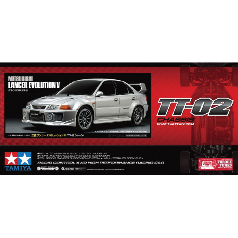 Tamiya 58713 1/10 Mitsubishi Lancer Evolution V TT-02 RC Car Kit - Hobbytech Toys