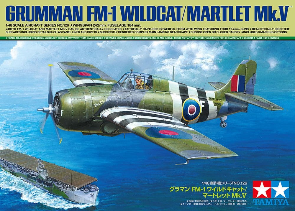 Tamiya 61126 1/48 Grumman FM - 1 Wildcat/Martlet Plastic Model Kit - Hobbytech Toys