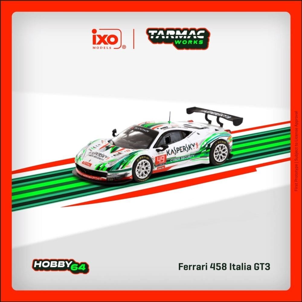 Tarmac 1/64 Ferrari 458 Italia GT3 - 24 hours of Spa 2016 S. Lemeret / R. Aguas / A. Moiseev / D. Rizzo - Hobbytech Toys