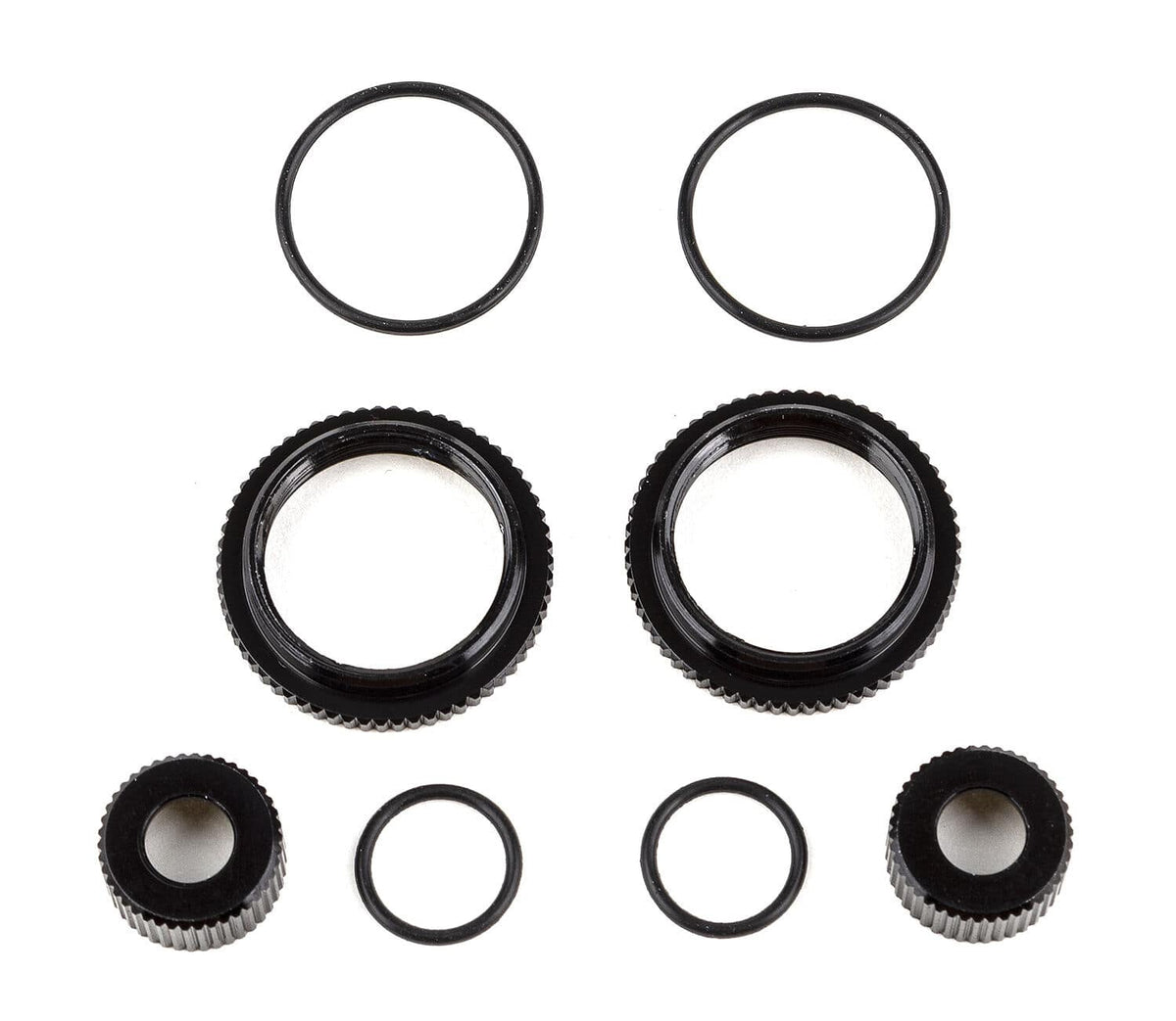Team Associated 13mm Shock Collar and Seal Retainer Set, black aluminum [91929]