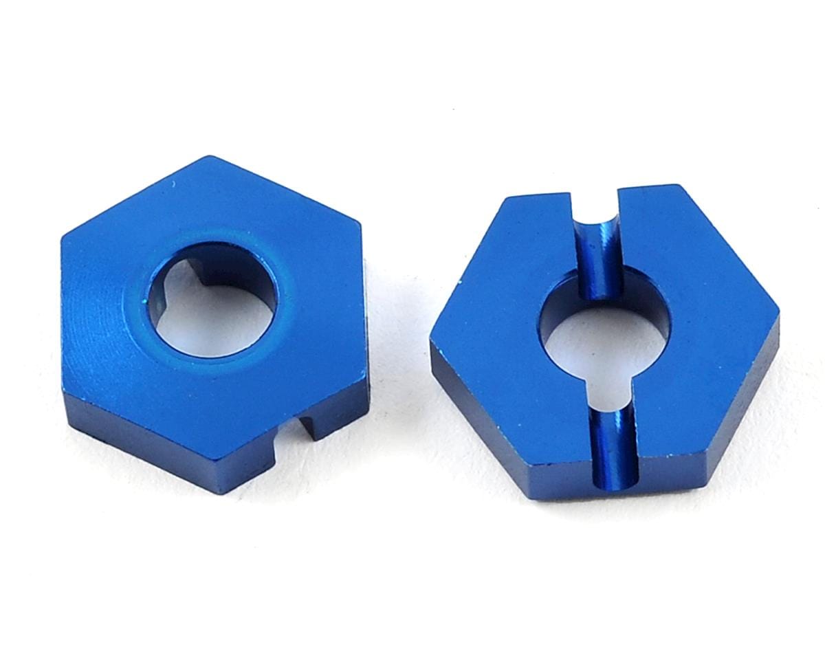 Team Associated B64 Front Wheel Hexes 12mm Blue Aluminum 92063