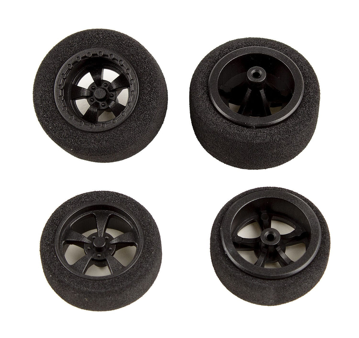 Team Associated DR28 Front or Rear Wheels and Tires, mounted, black [21446]