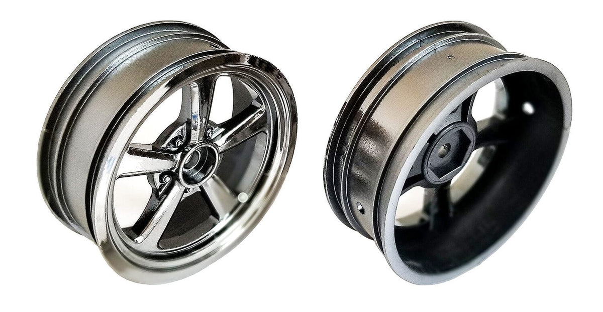 Team Associated Drag Front Wheels, 2.2in, 12mm Hex, black chrome [71077]