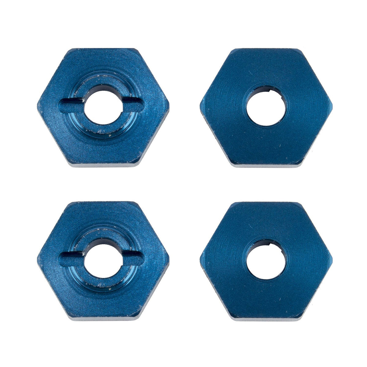 Team Associated Factory Team 1/14 Wheel Hexes, blue aluminum [21562]