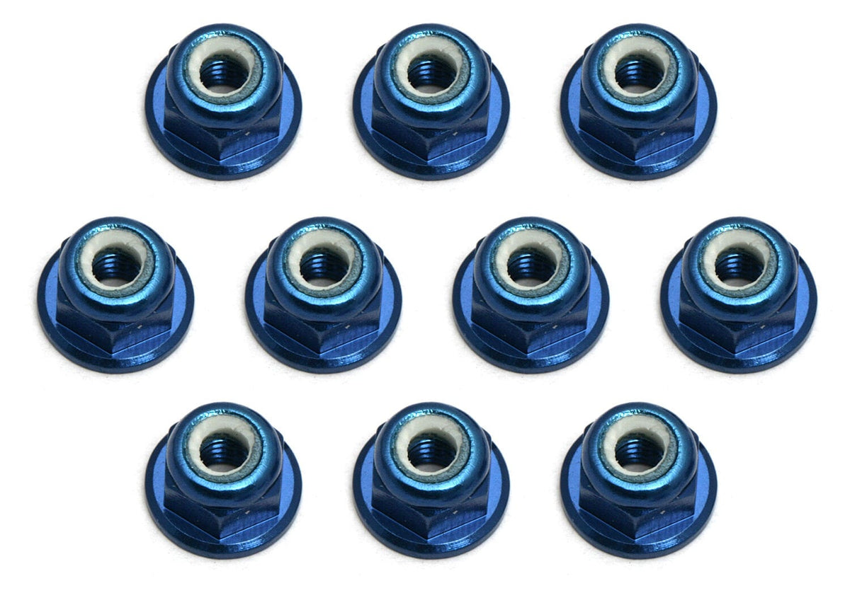 Team Associated Factory Team Locknuts, M3, flanged, blue aluminum [25392]