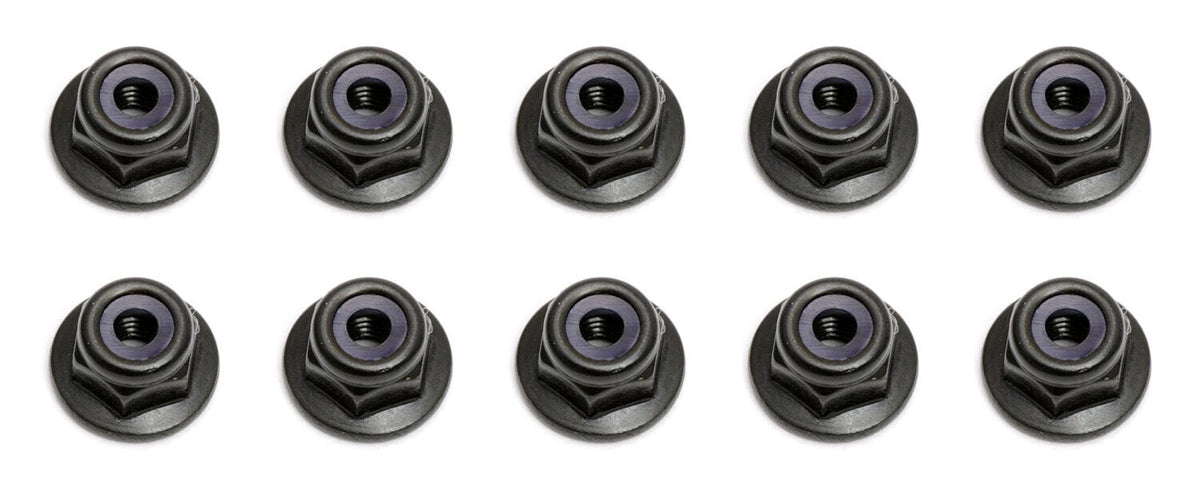Team Associated Locknuts, M3, flanged, black [25612]