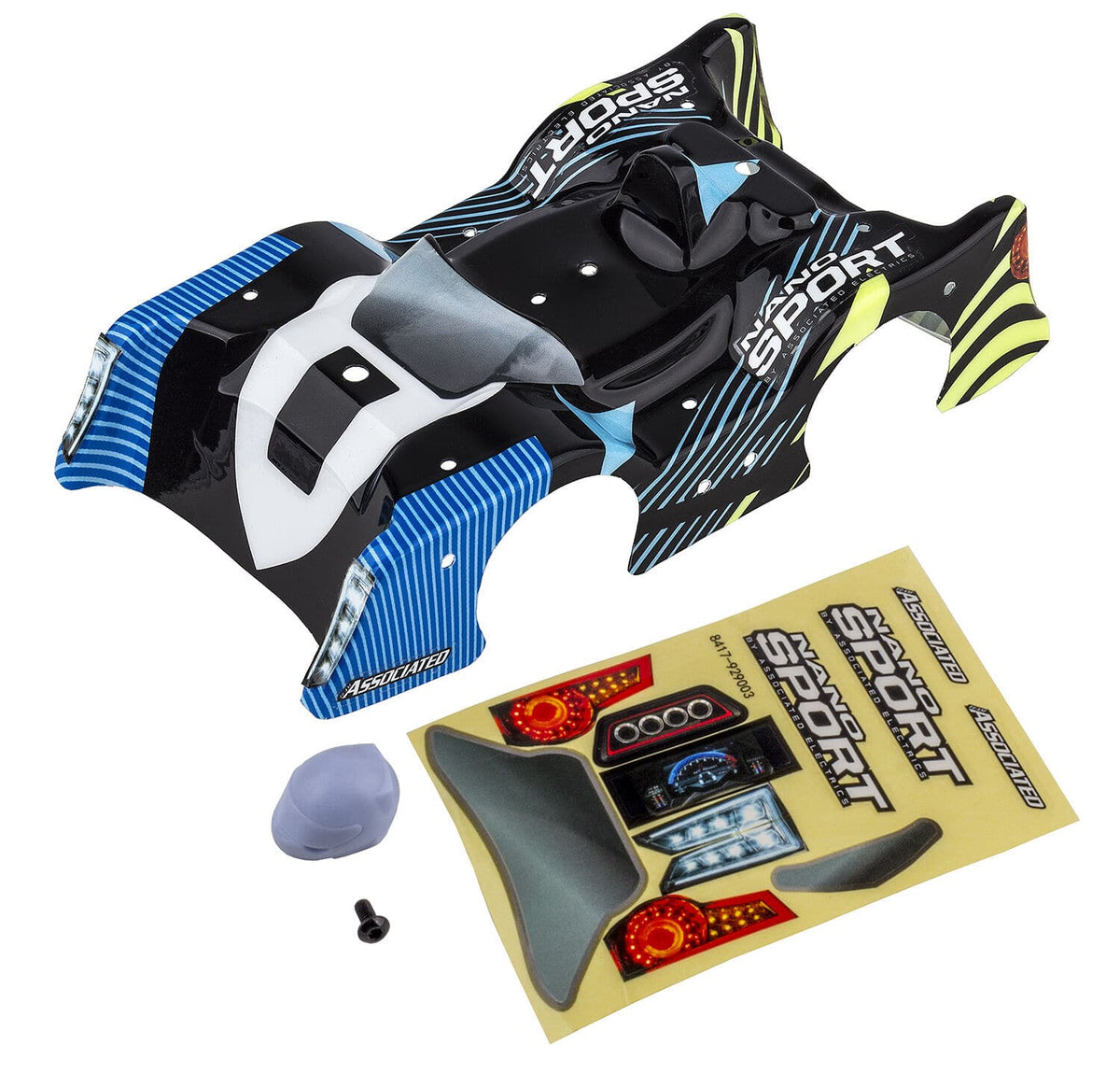 Team Associated Nanosport Blue and Black Body, with decals [21601]