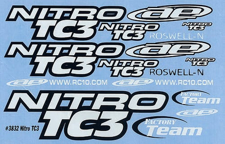 Team Associated NTC3 Decal Black White 3832