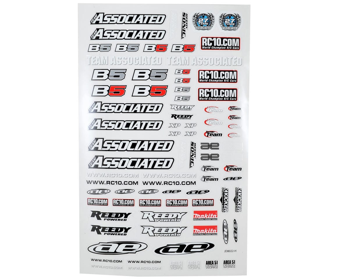 Team Associated RC10B5 Sticker Sheet 91472