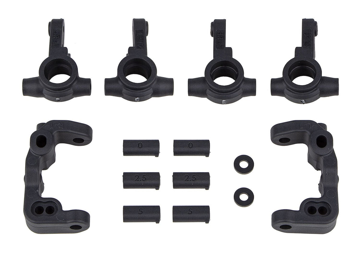Team Associated RC10B6.4 -1mm Scrub Caster and Steering Blocks, carbon [91985]
