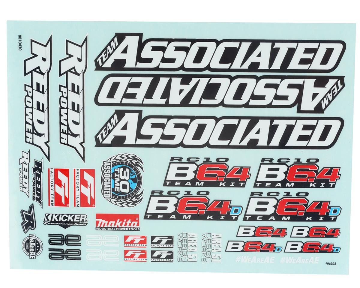 Team Associated RC10B6.4 Decal Sheet [91993]