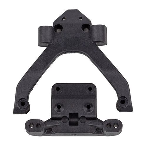 Team Associated RC10B6.4 Front Top Plate and Ballstud Mount, angled carbon [71183]