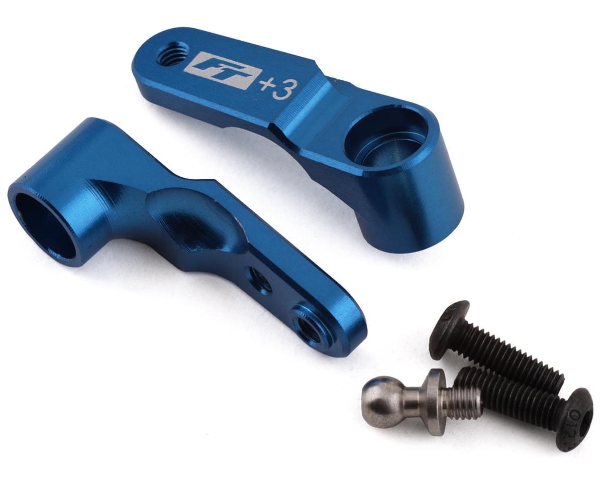 Team Associated RC10B6 FT Steering Bellcranks, +3mm, blue aluminum [91914]