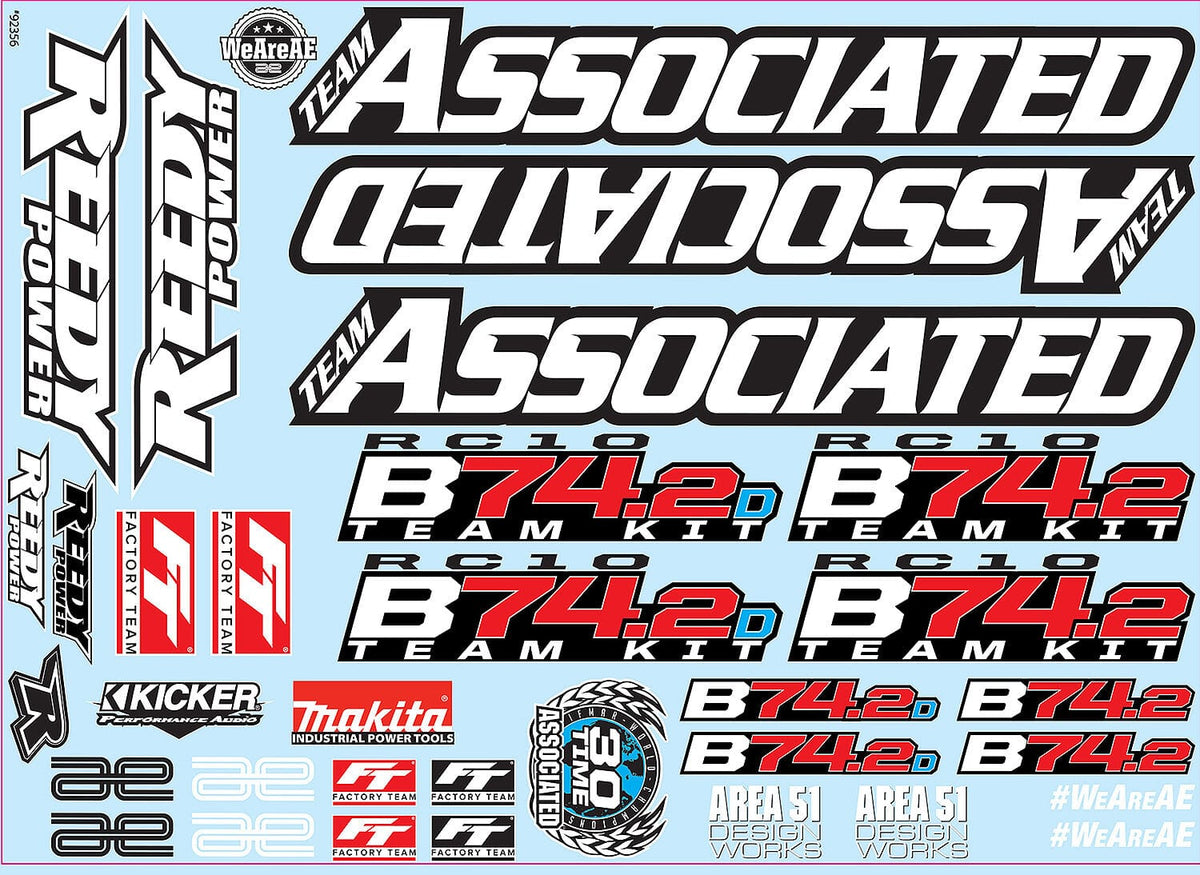 Team Associated RC10B74.2 Decal Sheet [92356]