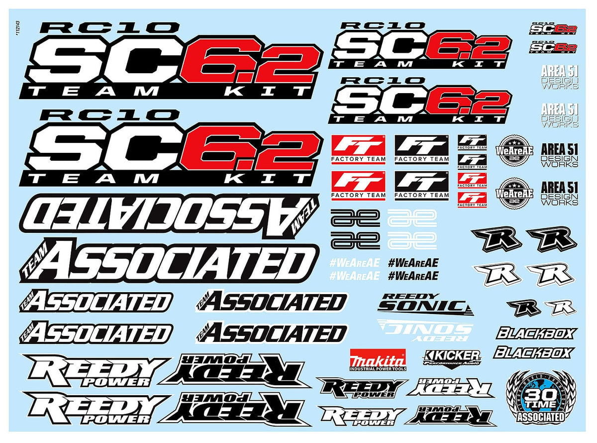Team Associated RC10SC6.2 Decal Sheet [71154]