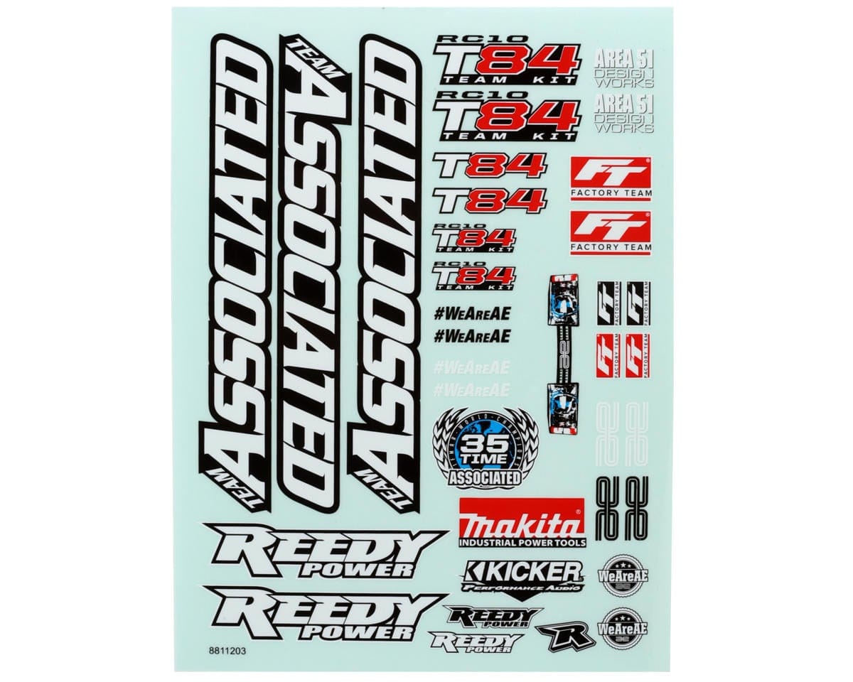 Team Associated RC10T84 Decal Sheet [92621]