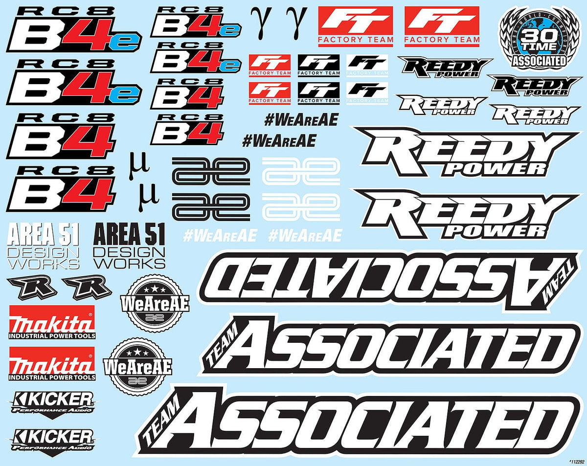 Team Associated RC8B4 Decal Sheet [81588]