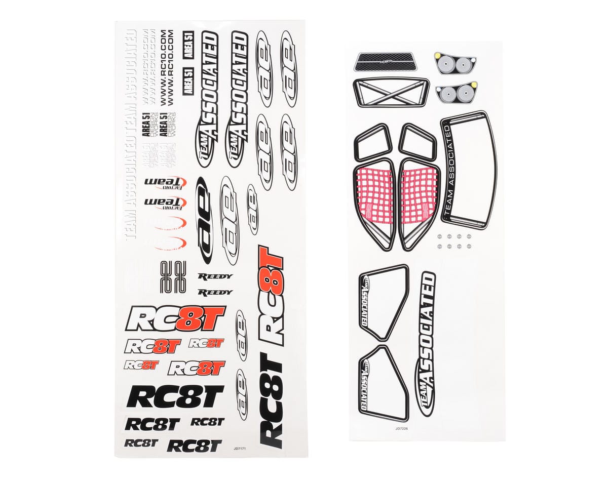 Team Associated RC8T Decal Sheet 89382
