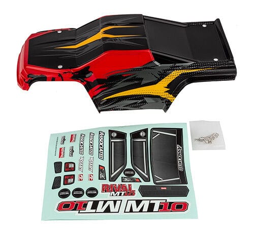 Team Associated RIVAL MT10 Body V2, red/yellow [25830]