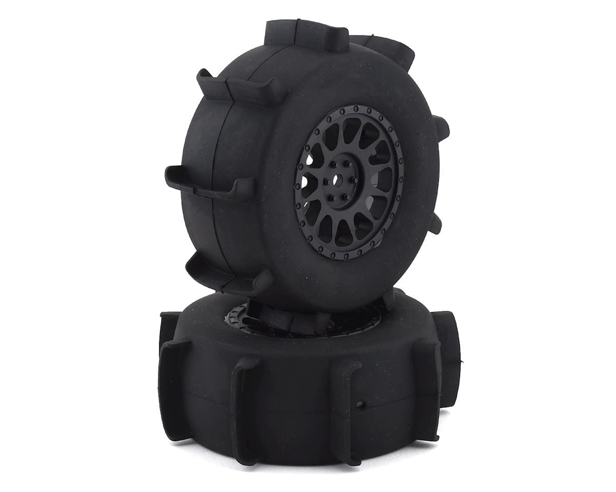 Team Associated Sand Paddle Tires and Method SC Wheels, mounted, black, rear [71062]