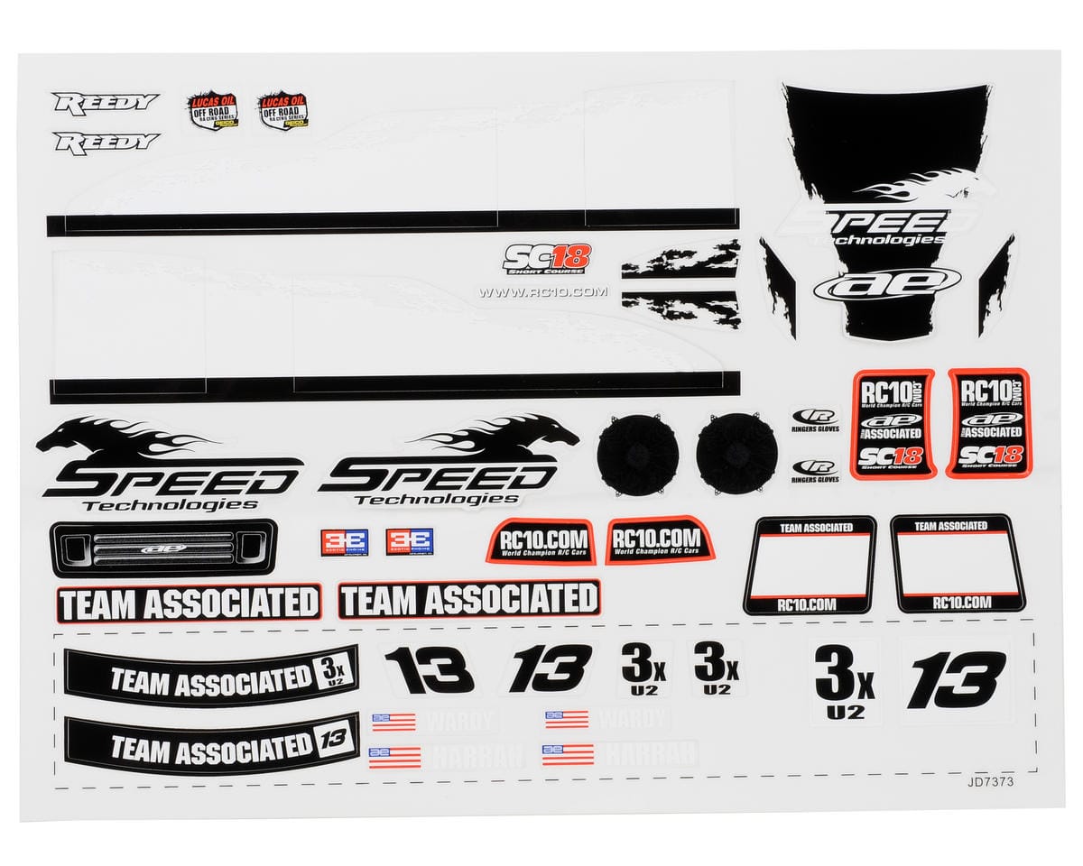 Team Associated SC18 Speed Tech Decals [21367]