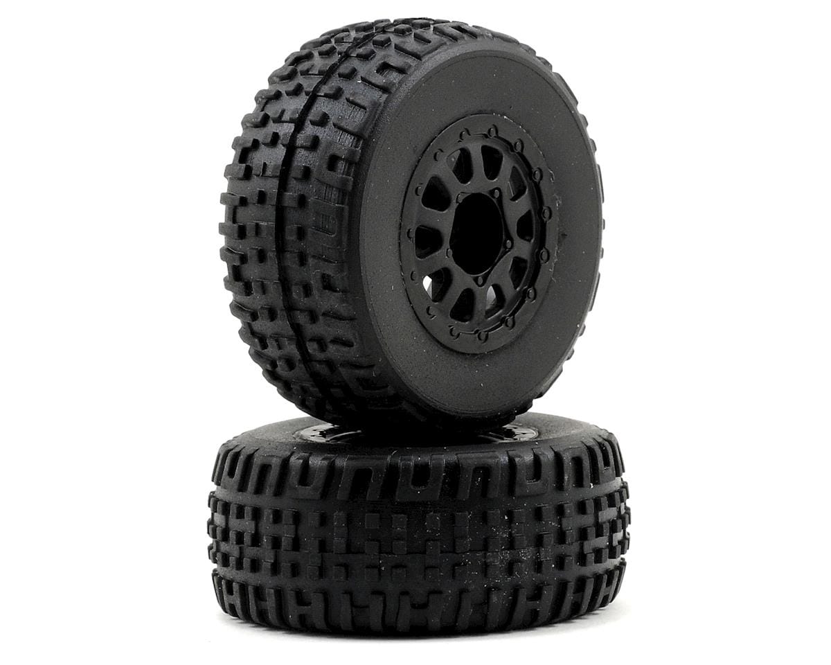 Team Associated SC18 Wheels and Tires, mounted, black [21352]