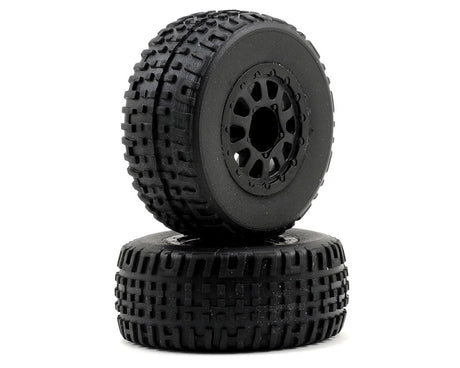 Team Associated SC18 Wheels and Tires, mounted, black [21352]