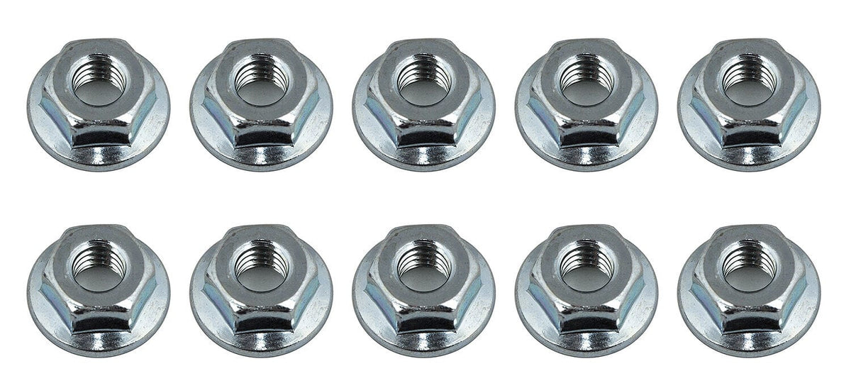 Team Associated Wheel Nuts, M4 Serrated, flanged, silver steel [91826]