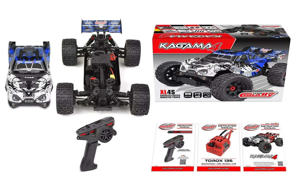 Team Corally Kagama 10 XL4S RC Monster Truck - Blue - Hobbytech Toys