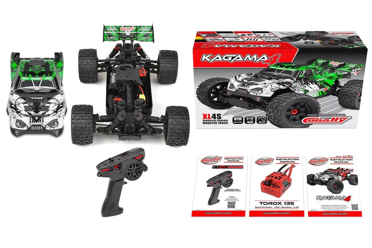 Team Corally Kagama 10 XL4S RC Monster Truck - Green - Hobbytech Toys