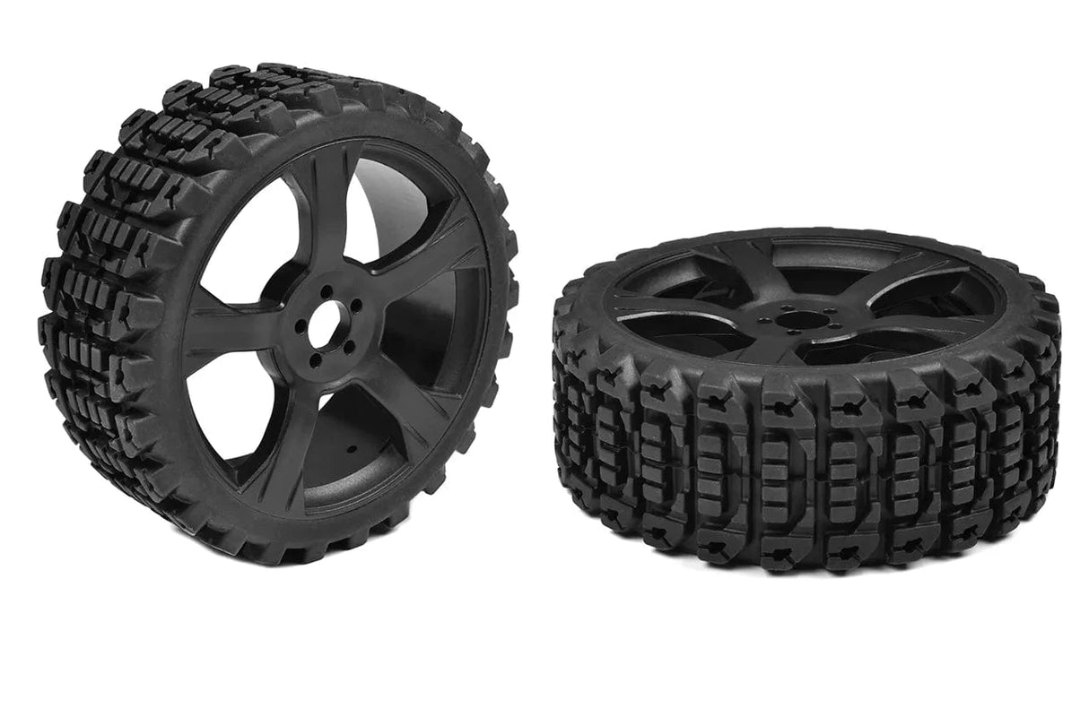 Team Corally Off - Road 1/8 Buggy Tires - Xprit - Low Profile - Glued on Black Rims - 1 pair [C - 00180 - 611] - Hobbytech Toys