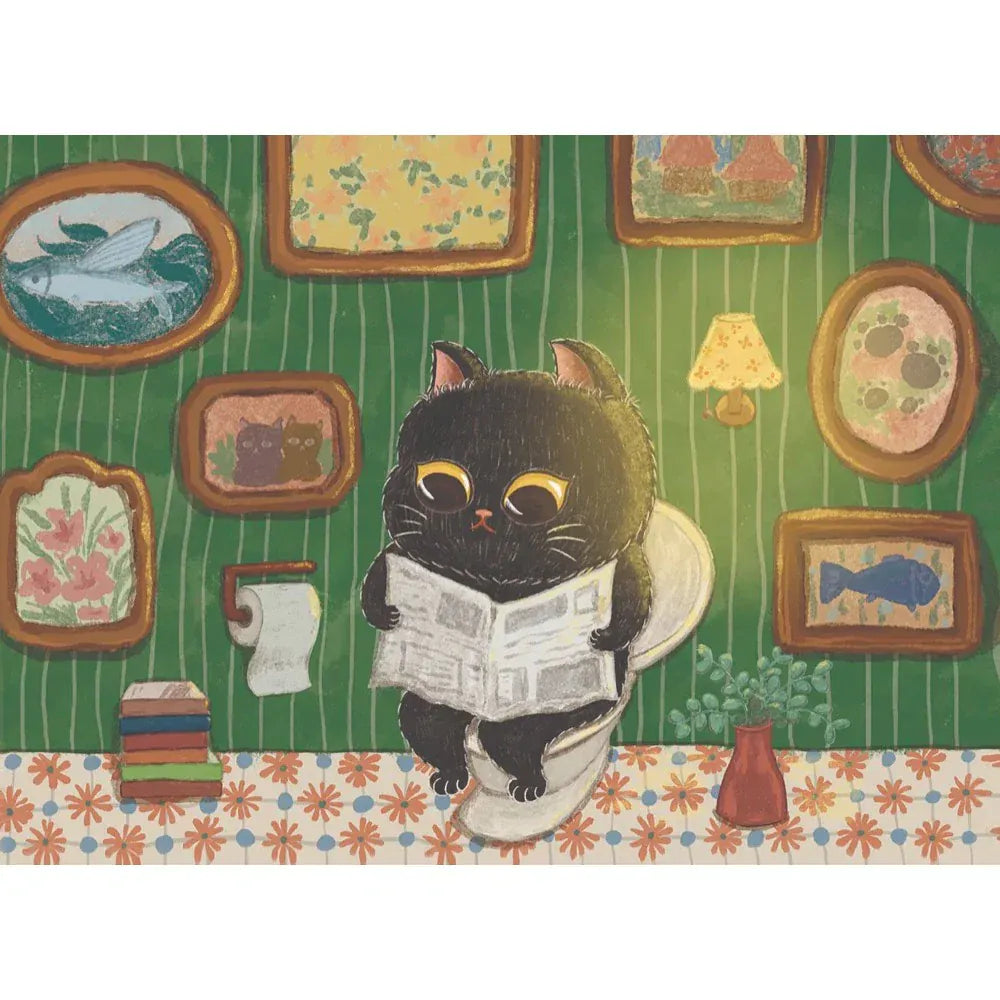 The Puzzle Collab Black Cat on The Toilet 500 Piece Puzzle